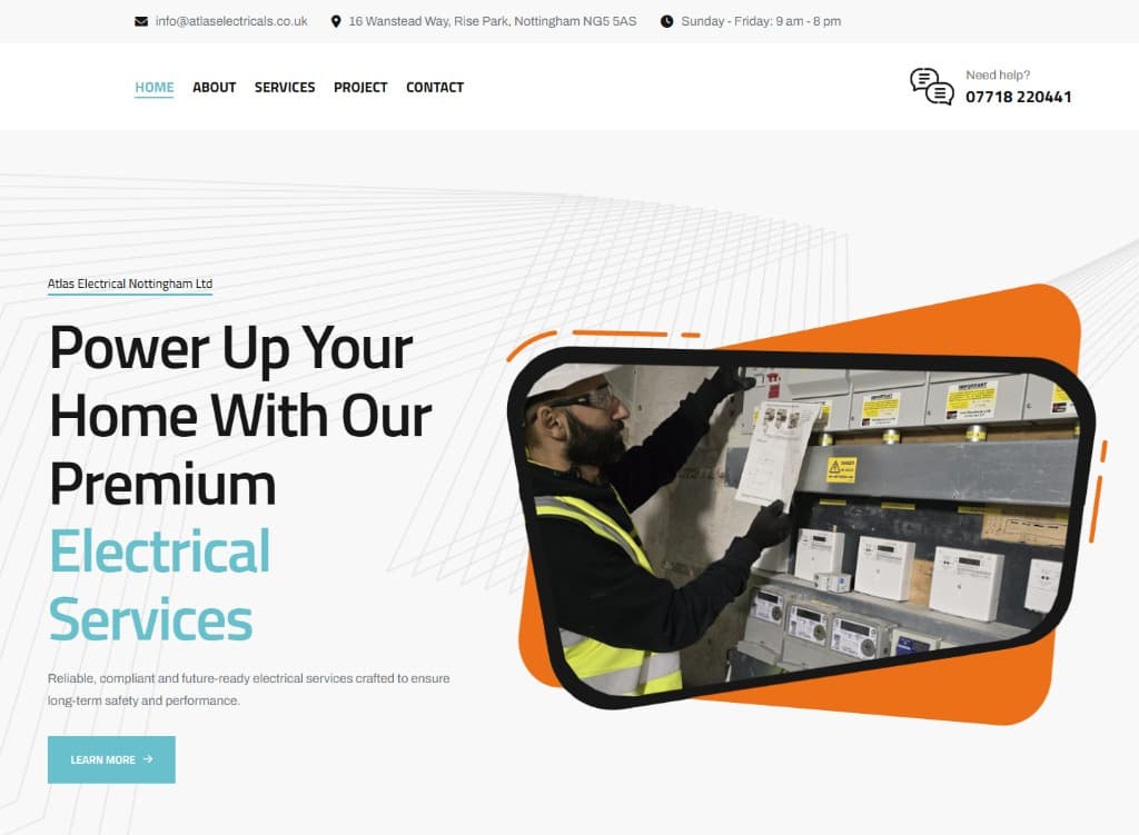 Atlas Electrical Nottingham website
